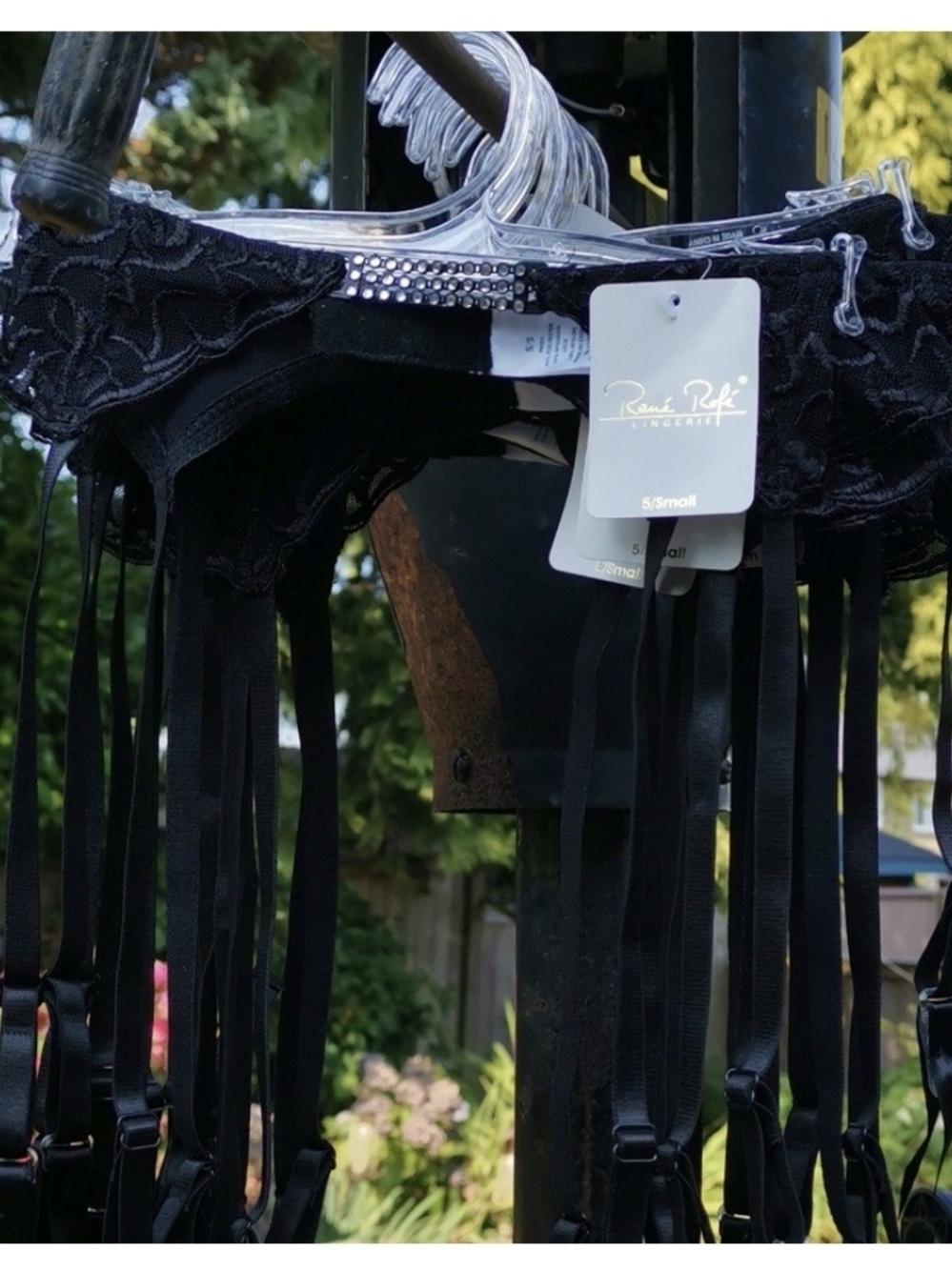 Rene Rofe Black Lace With Crystal Accent